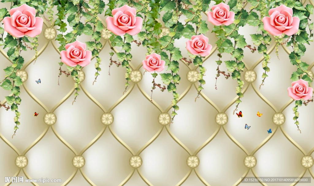 3D花藤玫瑰花朵