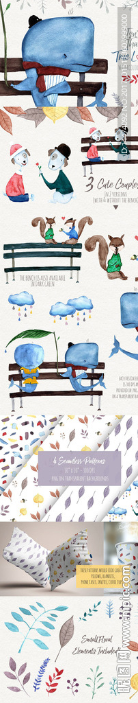 手绘水彩植物花朵