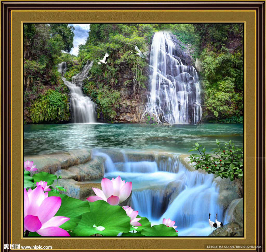 荷花风景山水
