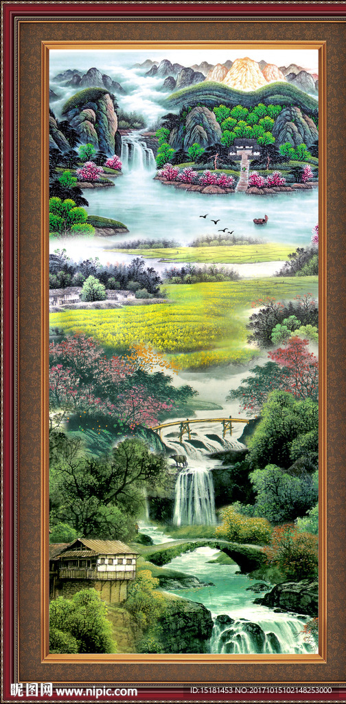 竖幅国画山水