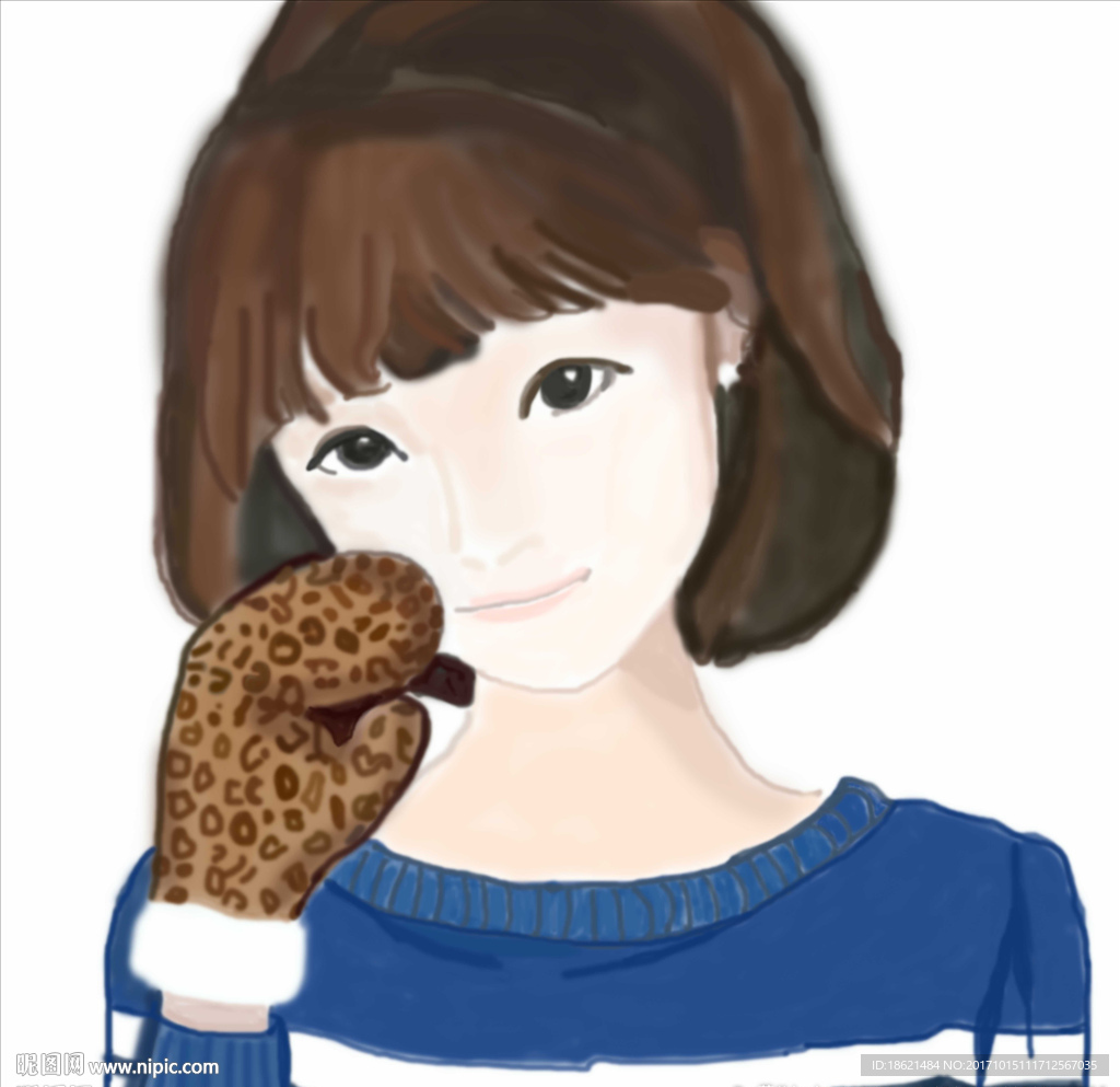 手绘小姑娘