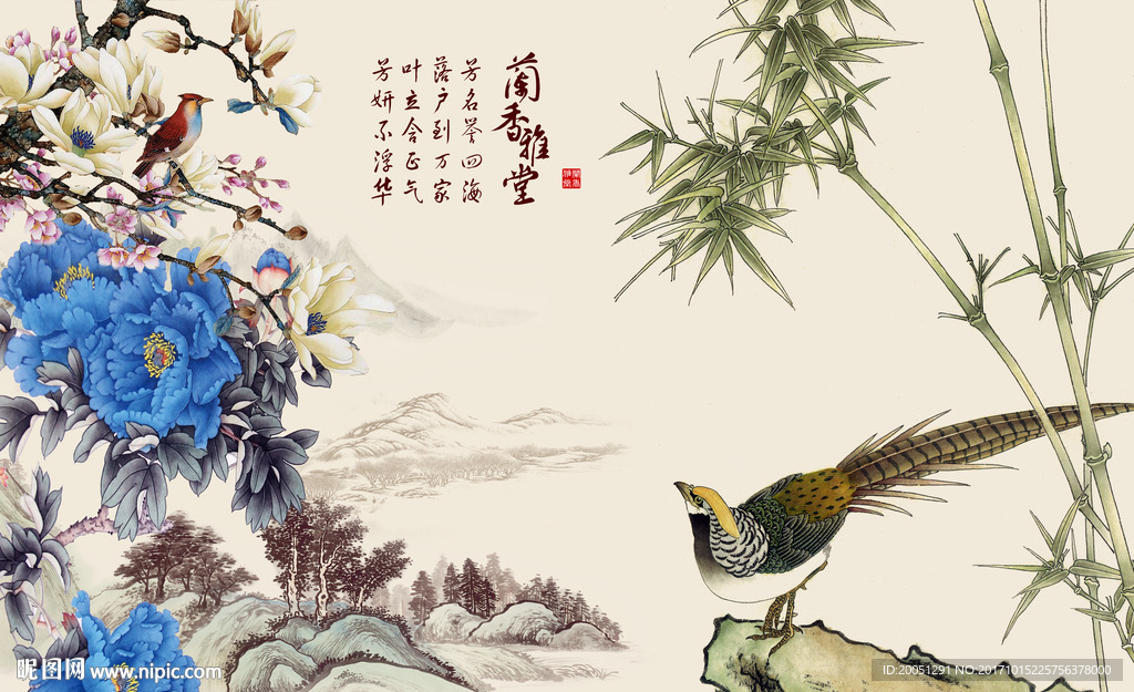 花鸟背景墙