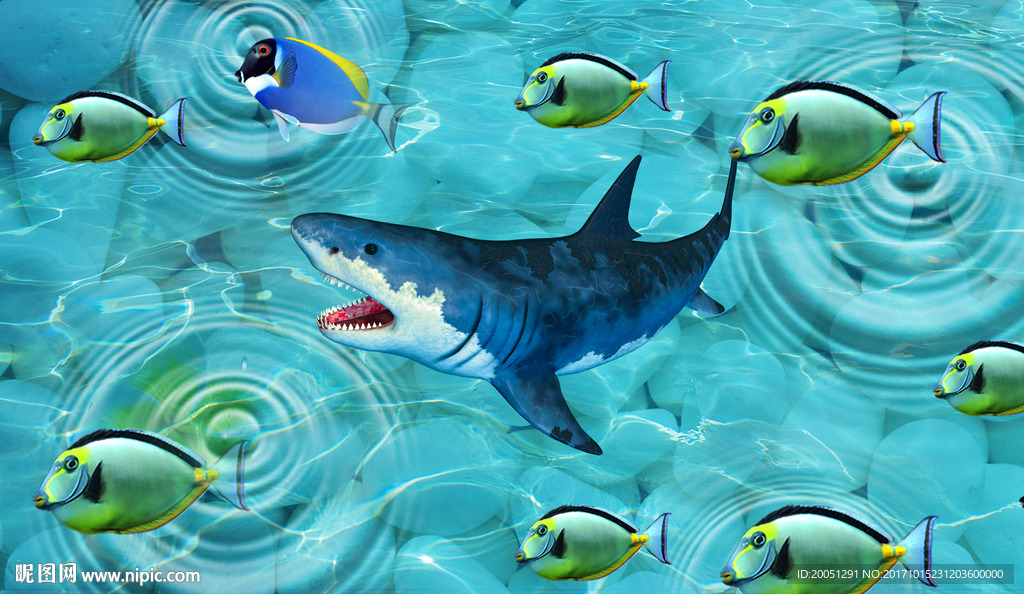 电视背景墙 海洋鱼