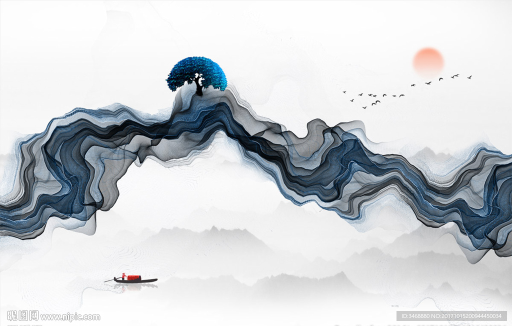 抽象水墨画背景墙