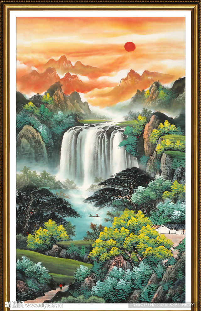 竖幅山水画
