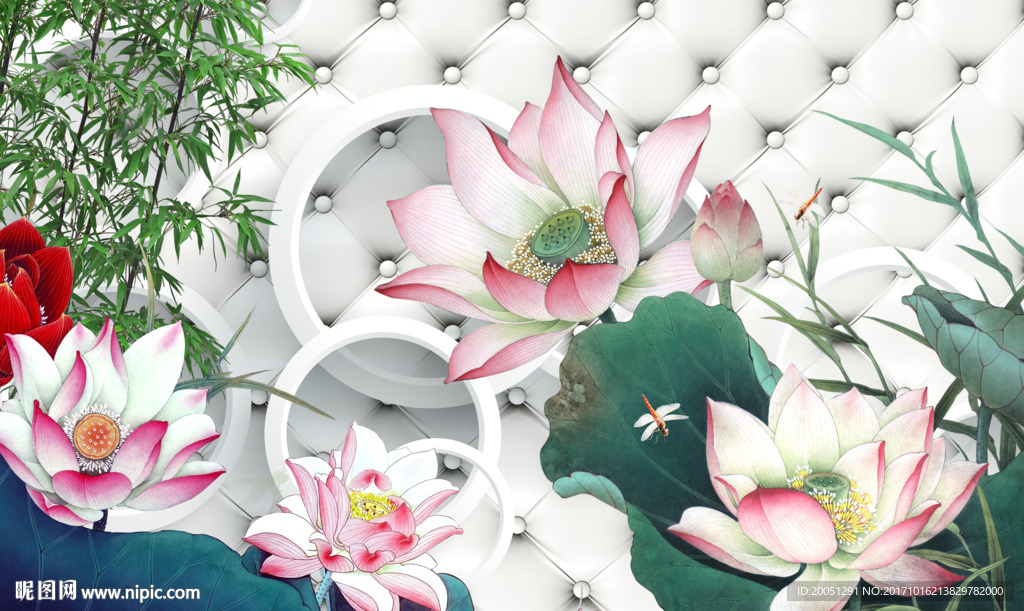 3d荷花背景墙
