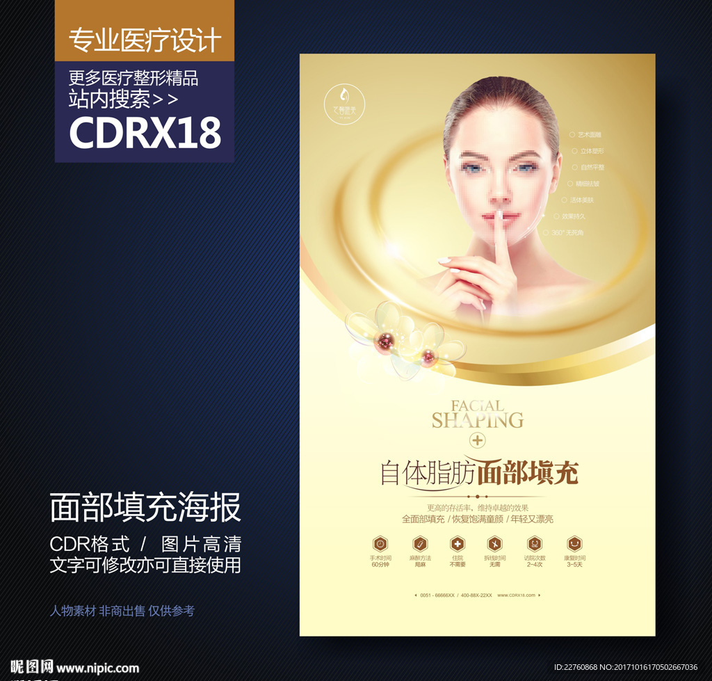整形美容自体脂肪面部填充海报