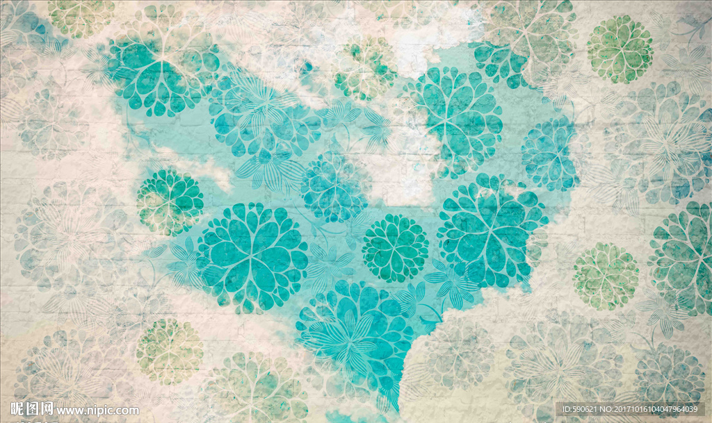 复古怀旧花纹壁画背景墙