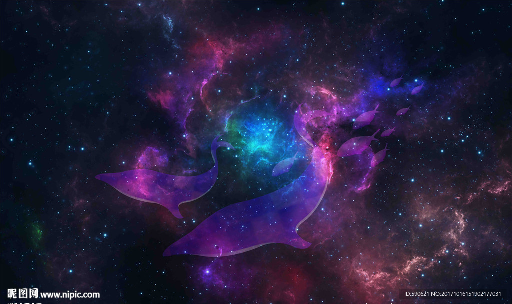 星空大鱼背景墙