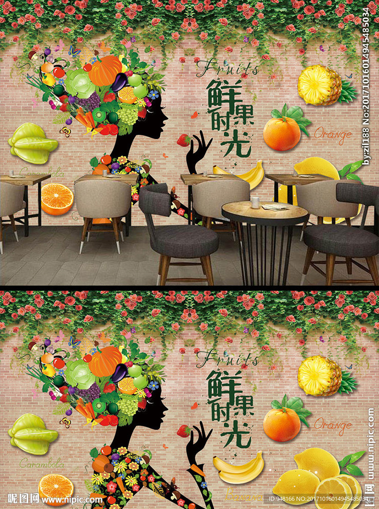 手绘水果装饰画