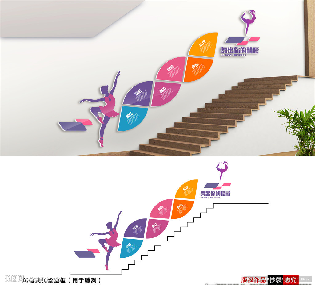 舞蹈楼梯文化墙