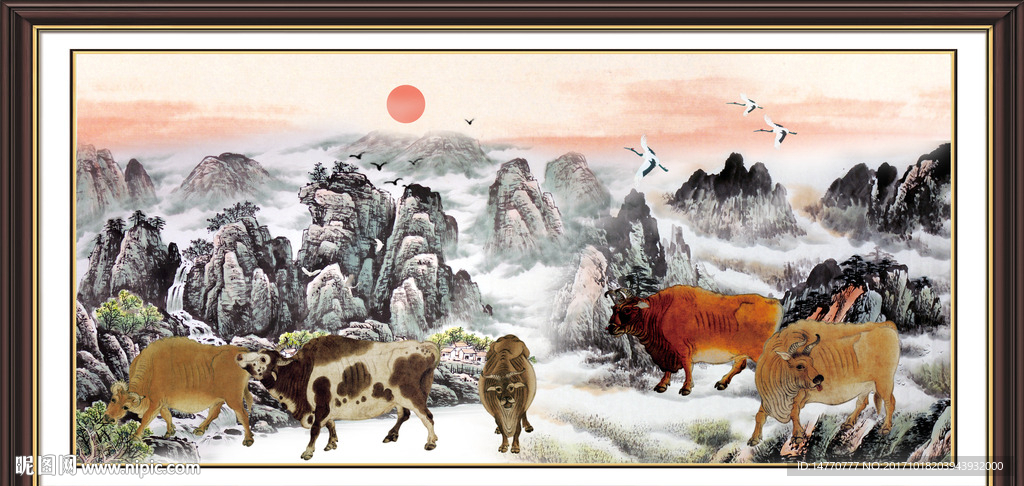 国画五牛图
