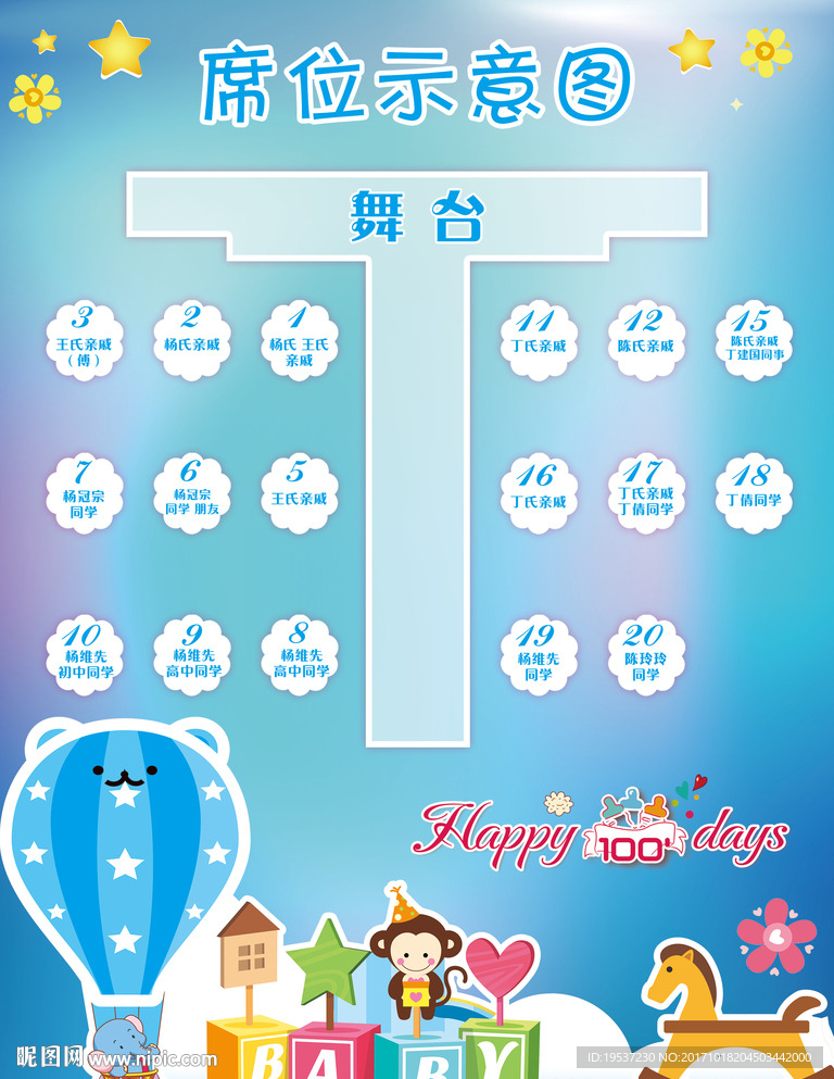 卡通席位表