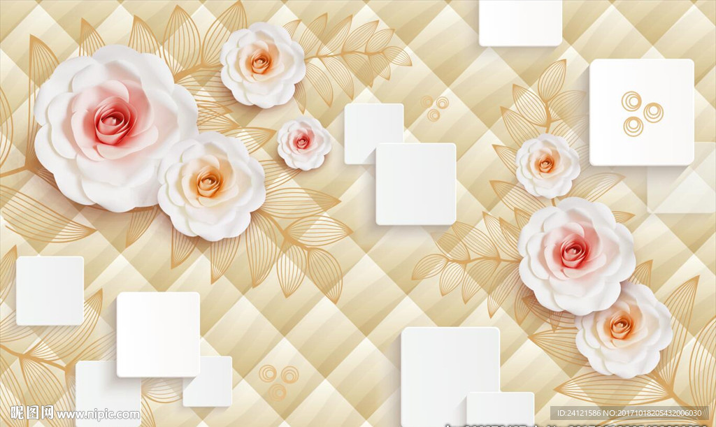 3D软包浮雕花背景墙