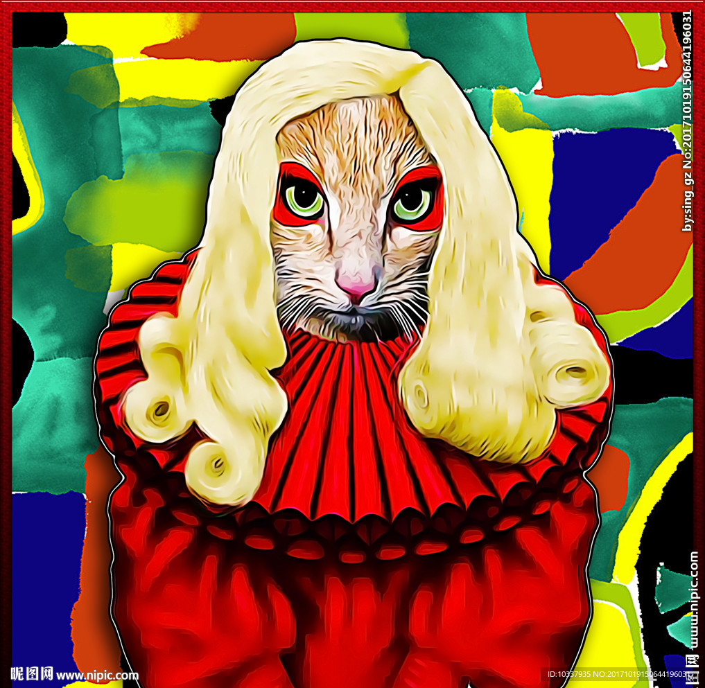 猫拟人装饰画