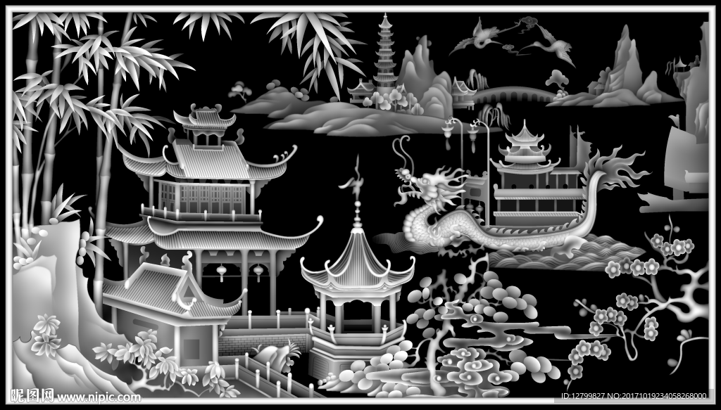 精品山水灰度图