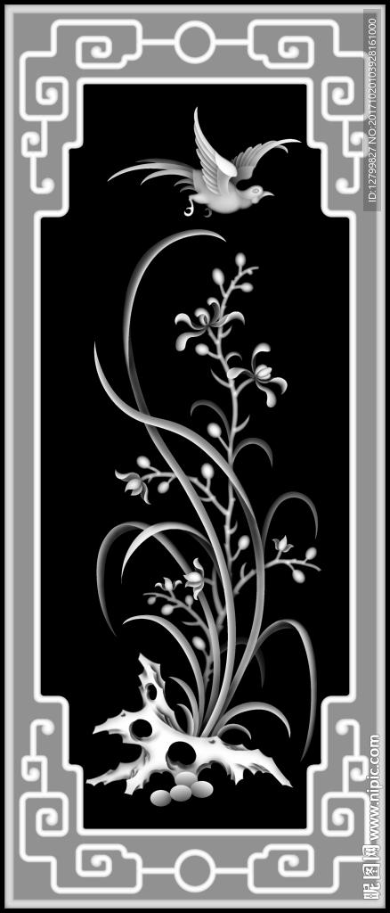 四季花鸟灰度图