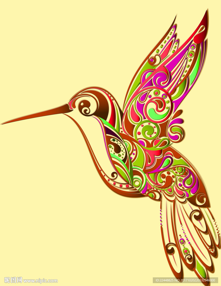 超巨大异域民族风彩色蜂鸟