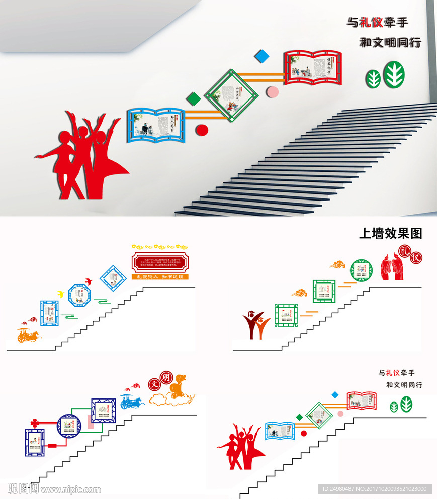 文明礼仪楼梯文化墙