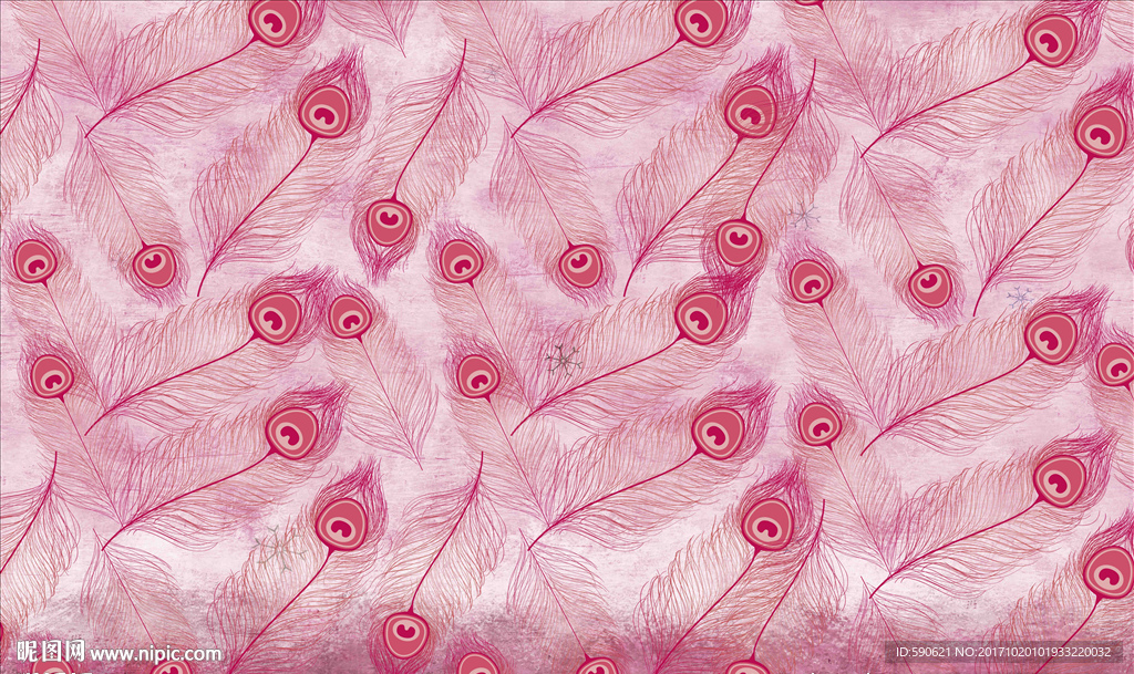 孔雀羽毛背景墙壁画