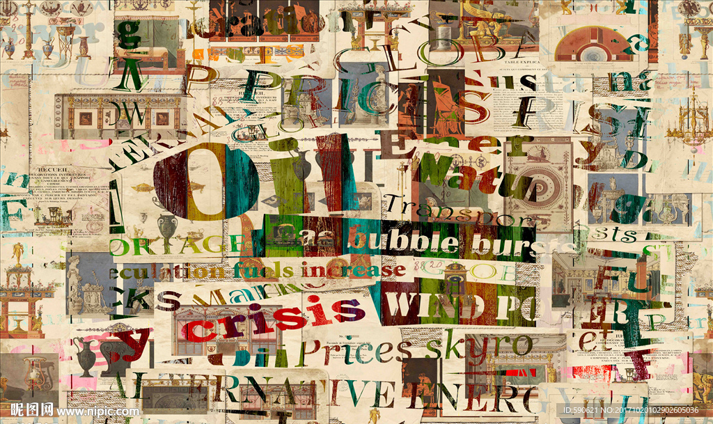 复古怀旧背景墙壁画