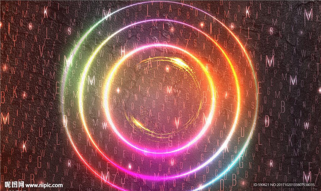 3D炫彩字母背景墙壁画