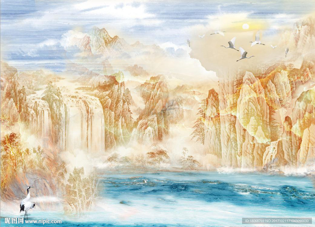 山水话大理石石纹纹理罗马柱背景