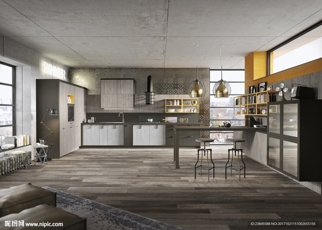 瓷砖效果图 仿古砖 北欧风格