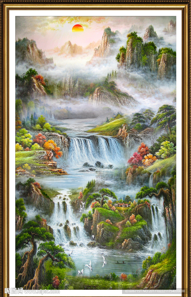 竖幅山水画