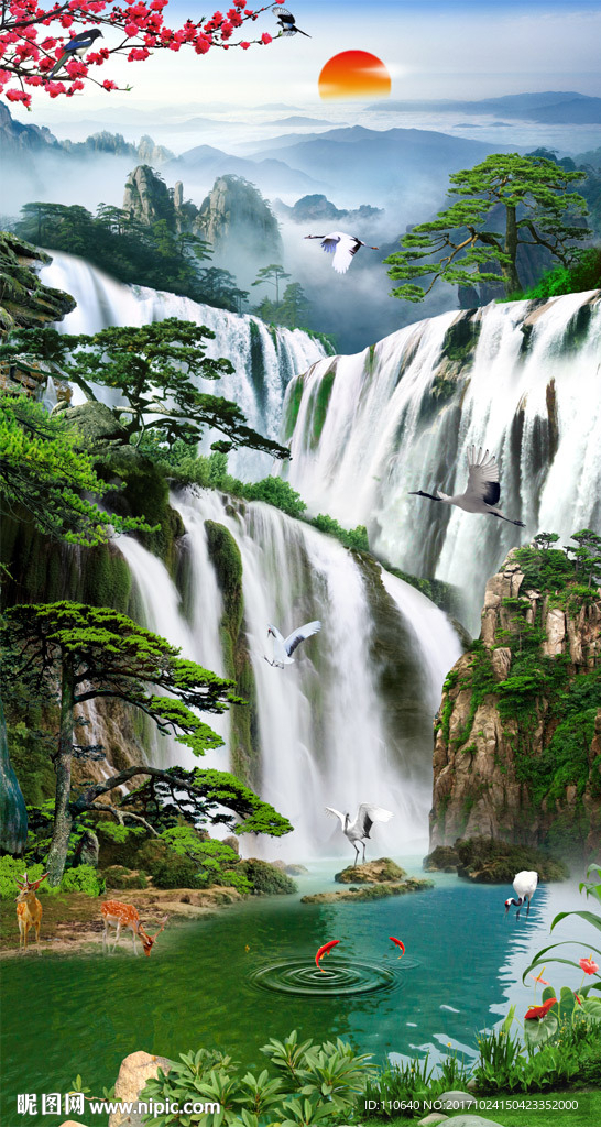竖幅山水画