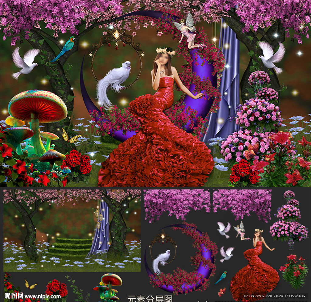 梦幻桃花园女神婚纱写真背景