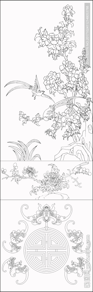 五福花鸟门