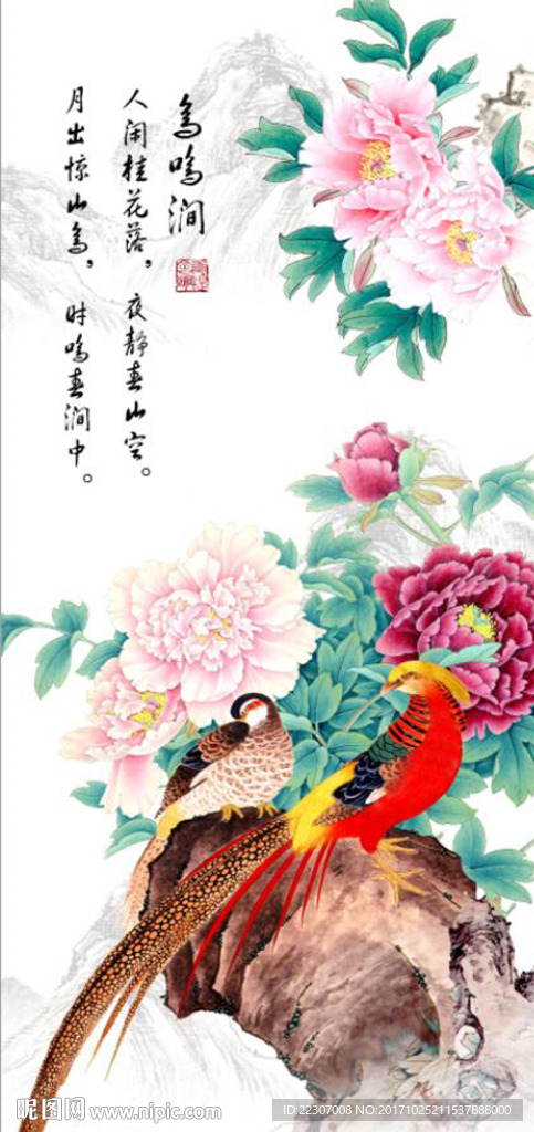 鸟鸣涧牡丹花