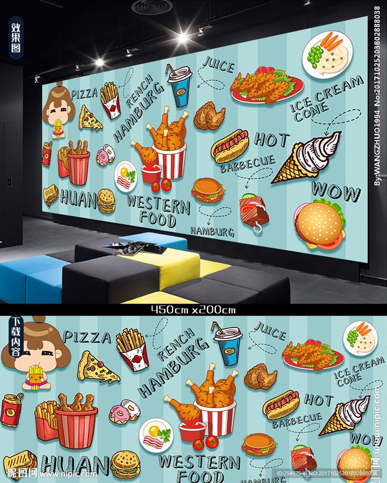 汉堡背景墙