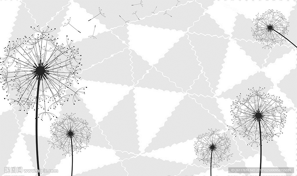 简约蒲公英砖墙电视背景墙