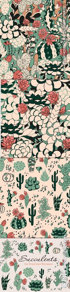 手绘水彩植物花朵