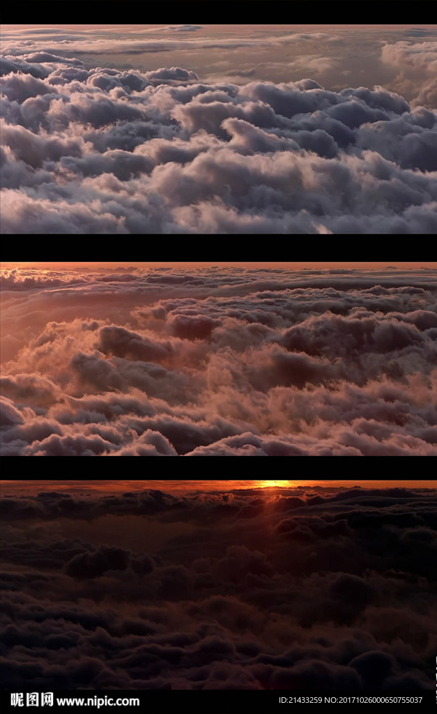 翻滚云层夕阳落下实拍视频素材