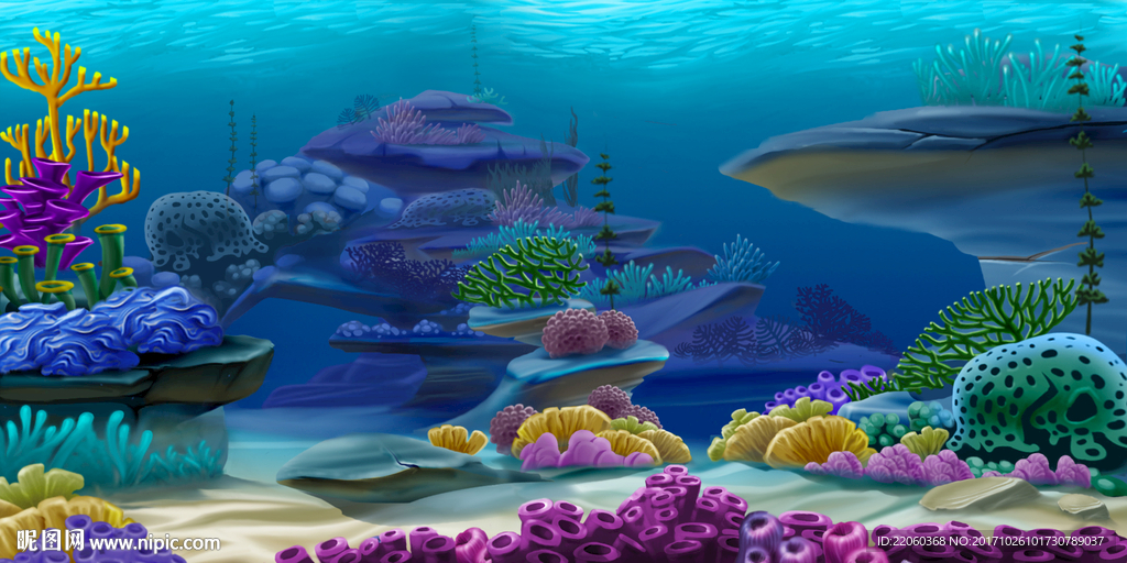 卡通海底珊瑚