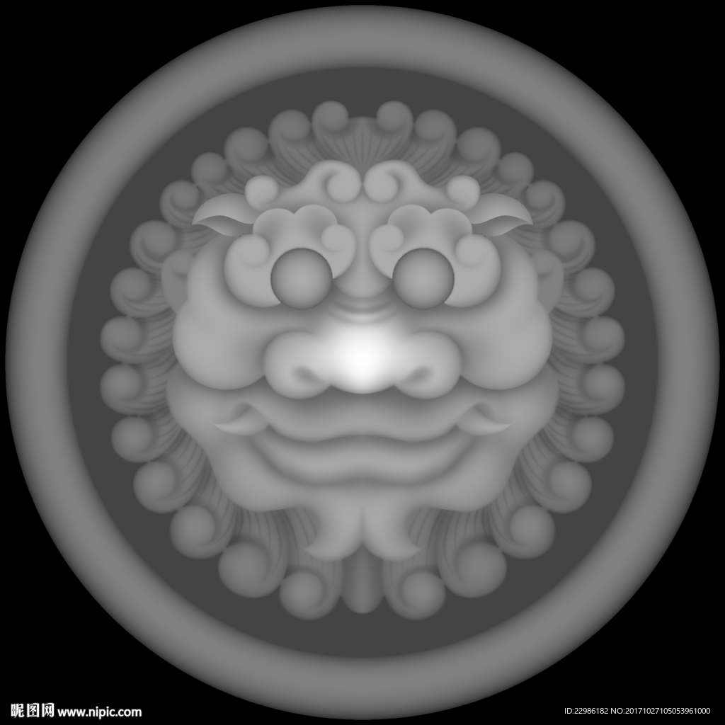 圆形狮子头灰度图