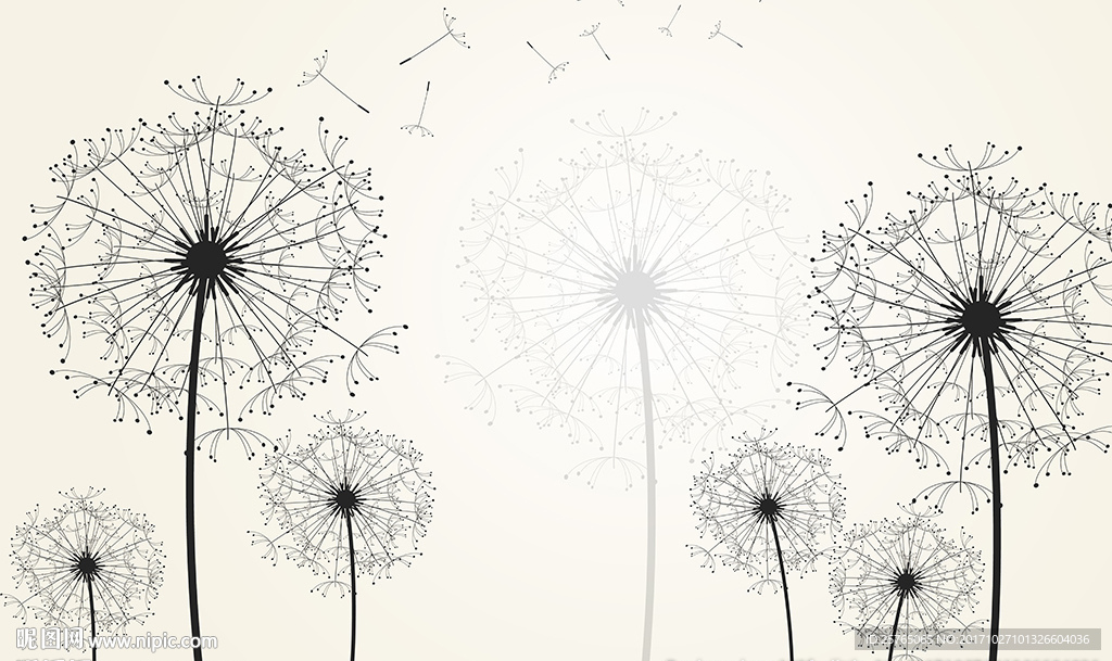 简约蒲公英电视背景墙