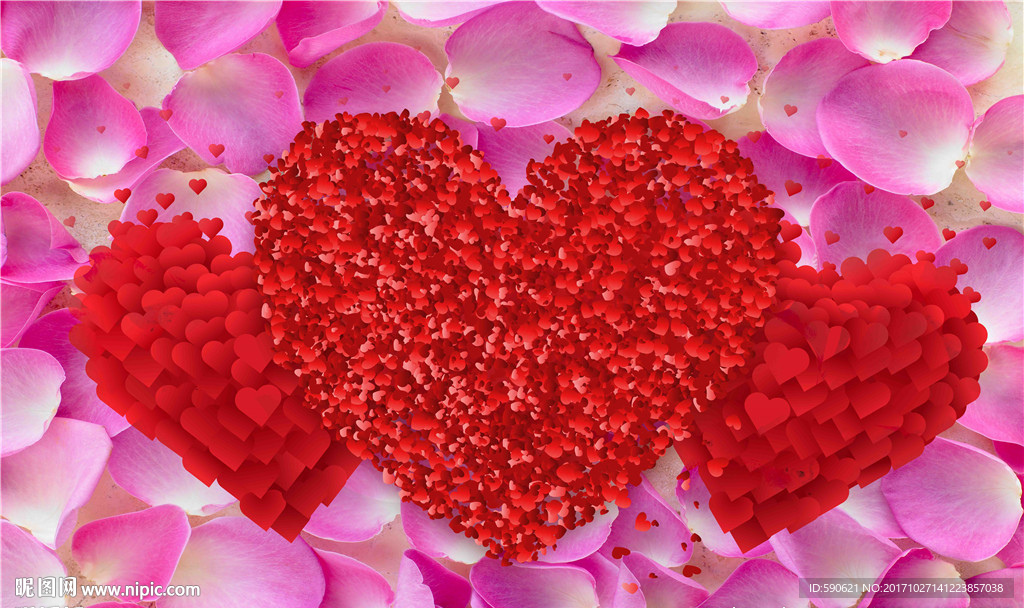 3D心型背景墙壁画