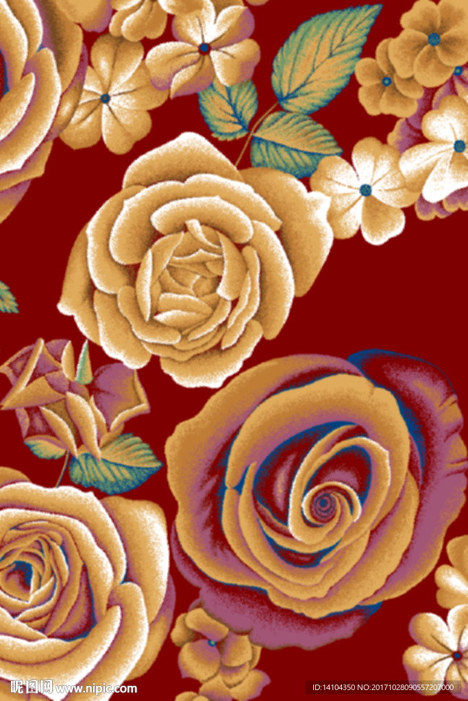 彩印花朵地毯 五彩几何 抽像素