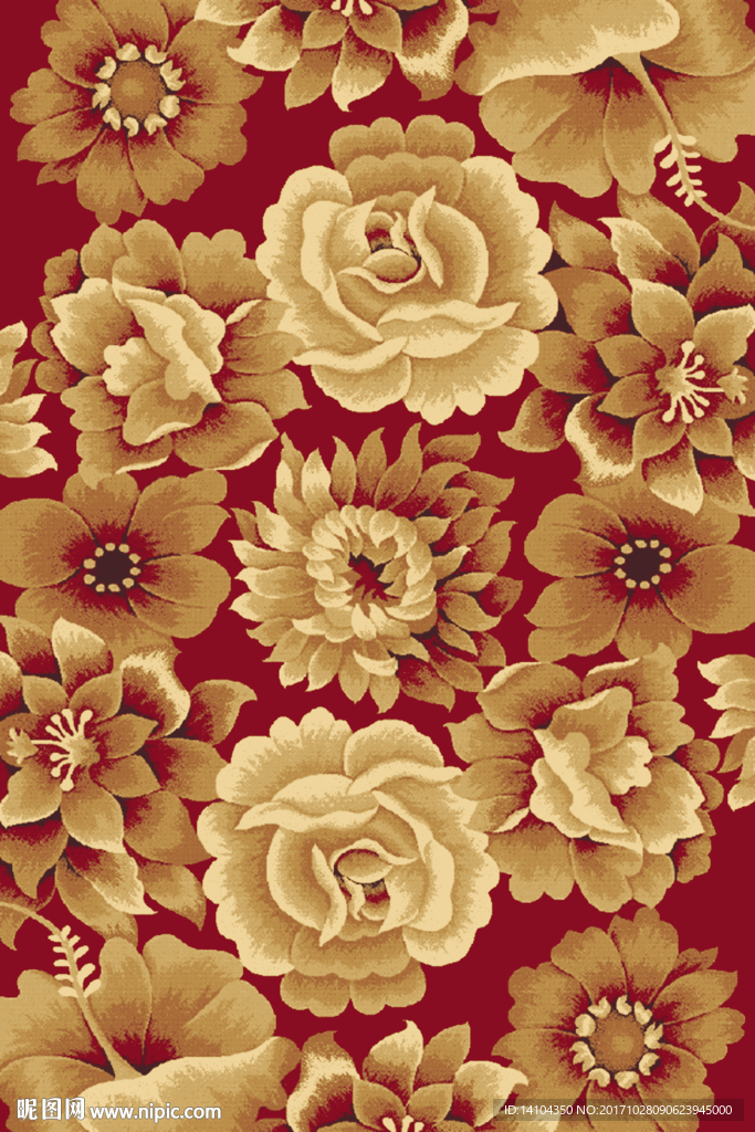 彩印花朵地毯