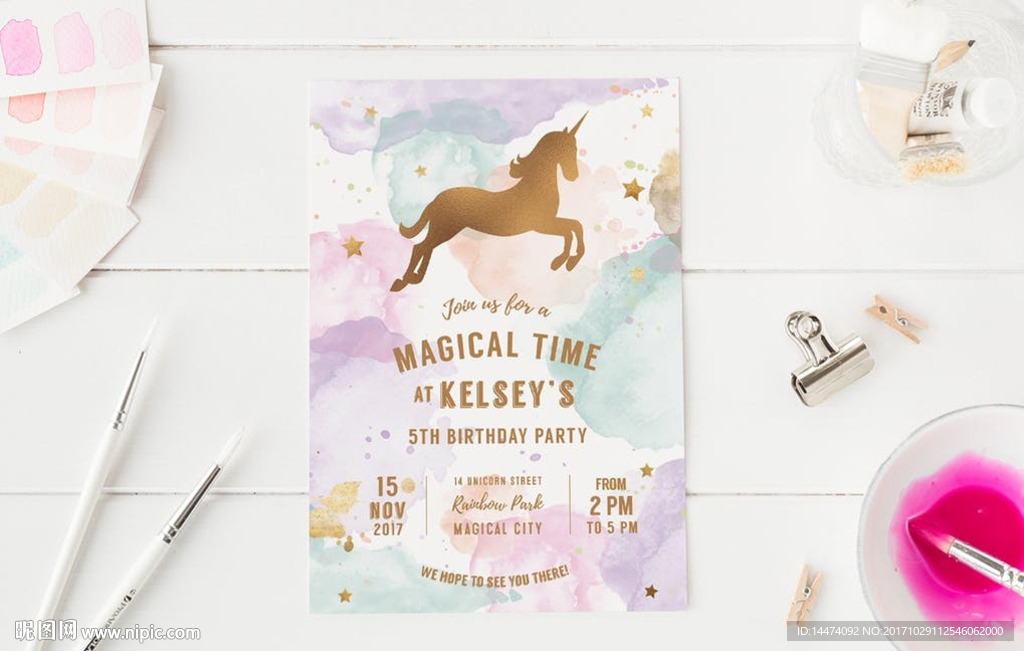 手绘水彩植物花朵