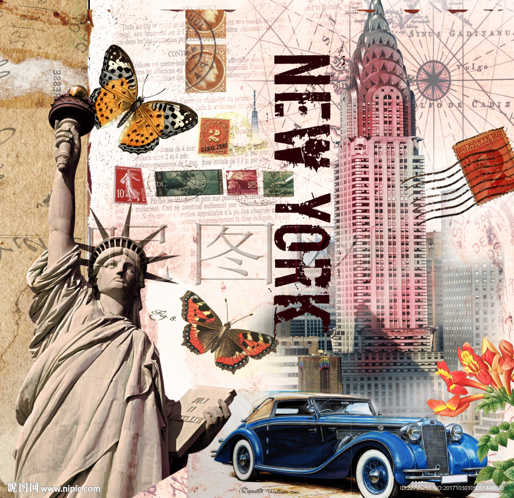 自由女神复古图