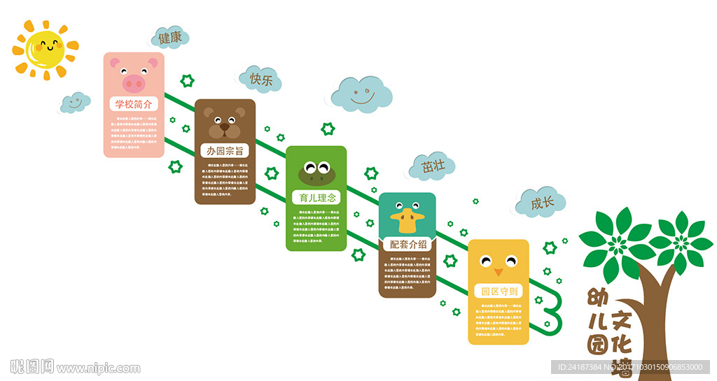 卡通幼儿园培训机构楼道文化墙