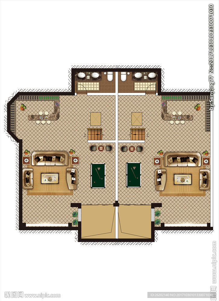 地产户型图渲染高档别墅