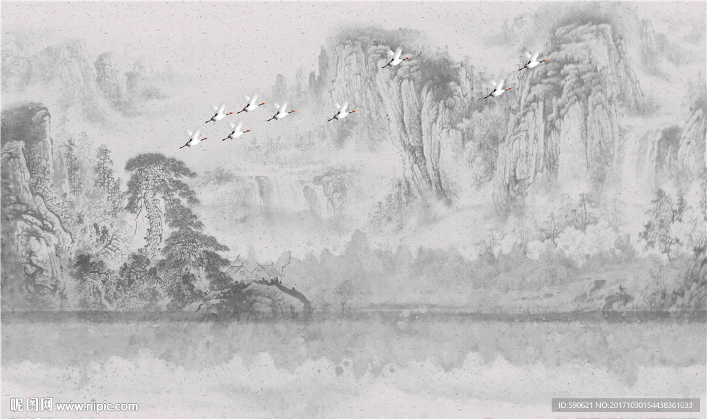 新中式山水背景墙