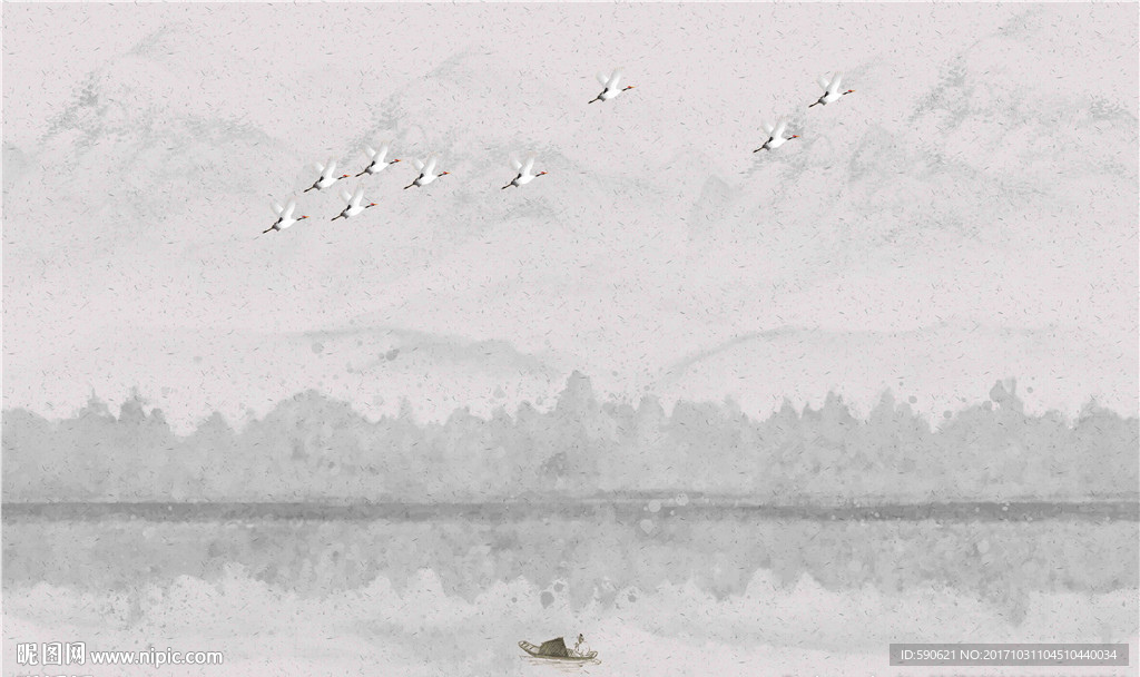 新中式山水背景墙