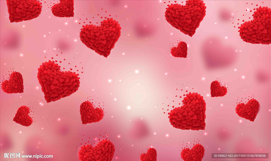 心型背景墙壁画